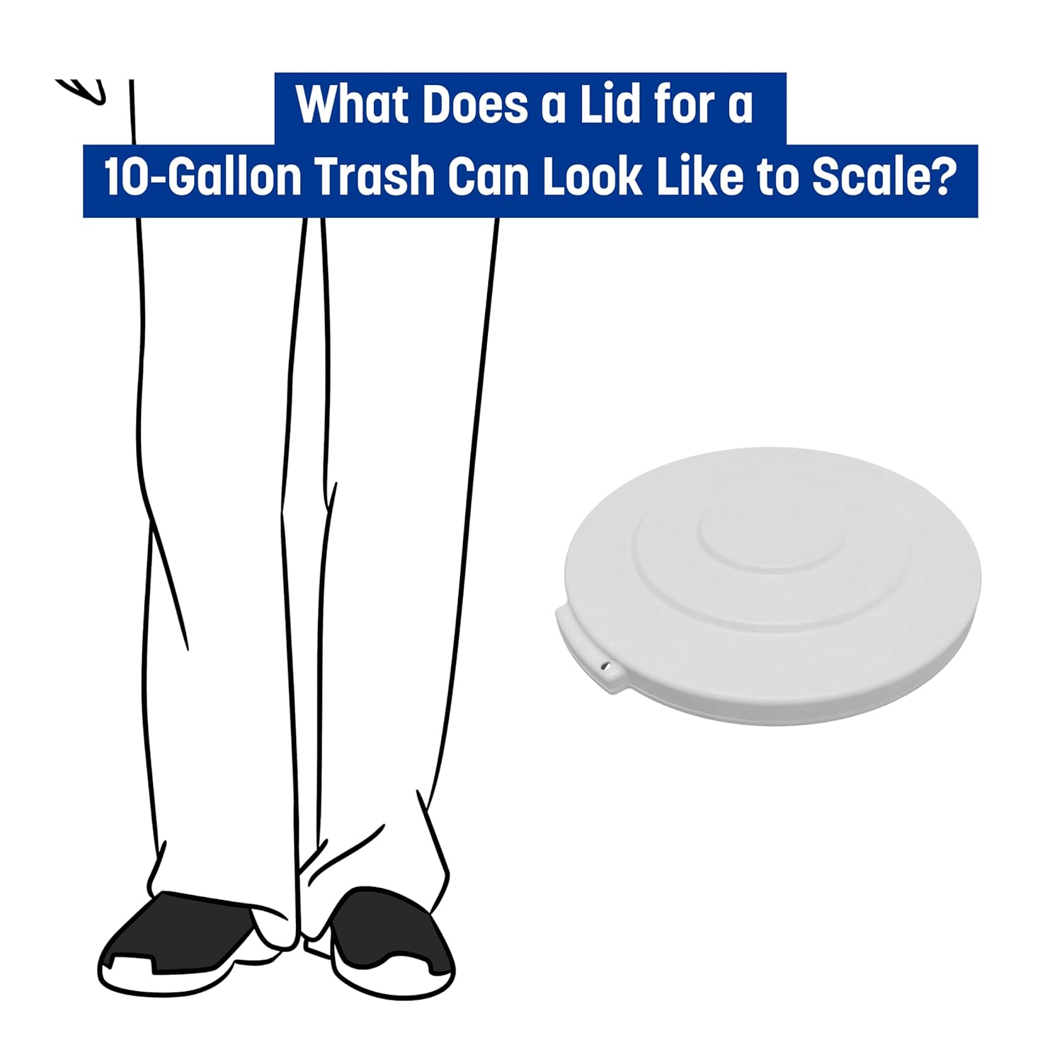 SPARTA Bronco Lid for 10 Gal. Bronco Trash Can, Food-Safe, NSF and HACCP-Compliant, Lid for Commercial Use (Container Sold Separately – Fits Bronco Only), Polyethylene, 10 Gallon, White (Pack of 6)