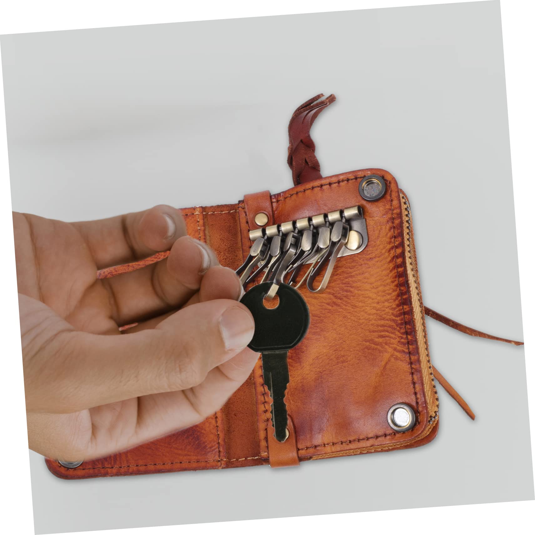 iplusmile Schlüsselbox portabicicletas para auto Bulk-Schlüsselringe Ringhalter autoschlüssel tasche autoschlüssel etui auto schlüssel halter Autoschlüsseletui Echtes Leder Coffee