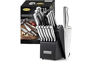 McCook Knife Sets, German Stainless Steel Knife Block Sets with Built-in Sharpener