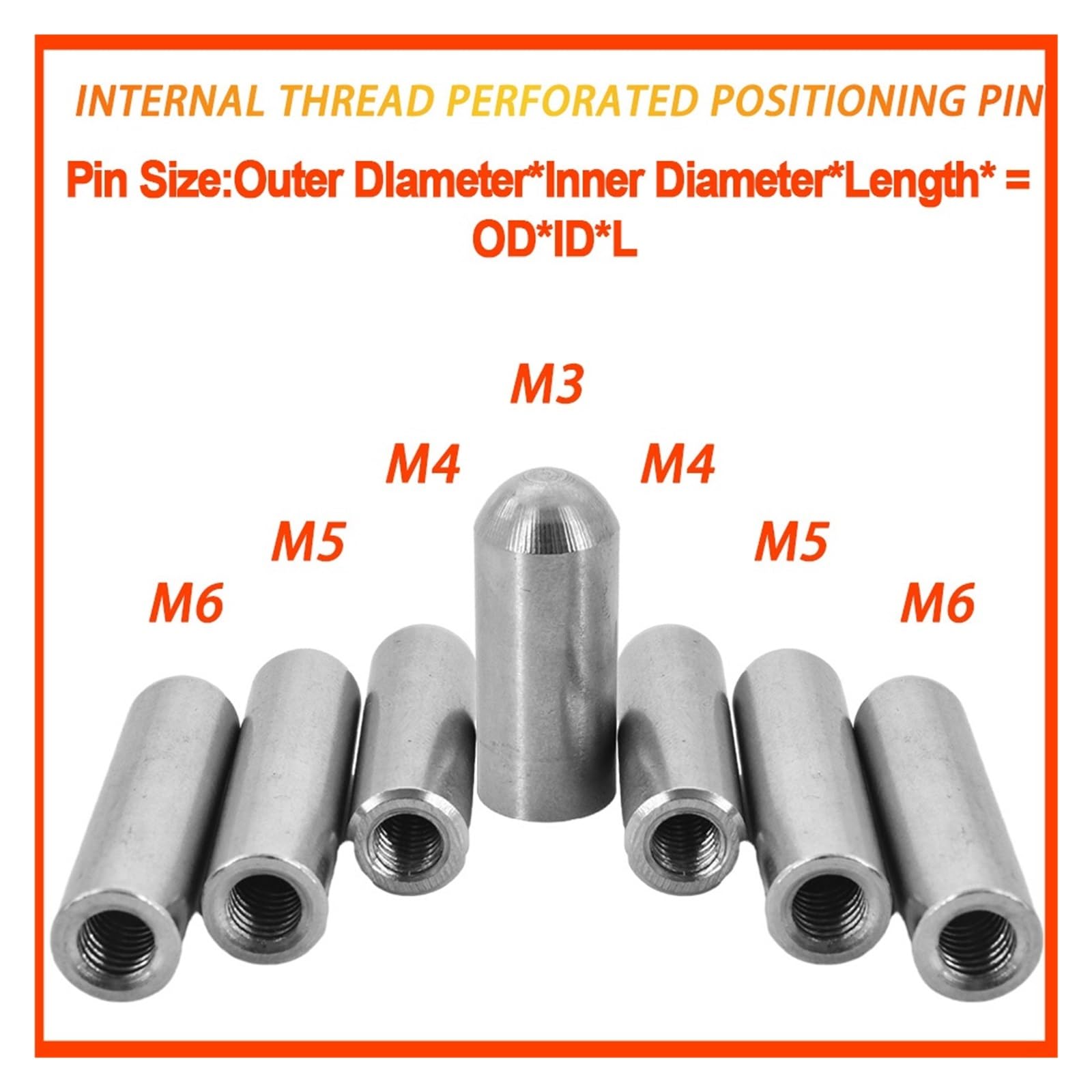 Pasadores cilíndricos con Rosca Interior M3 M4 M5 M6 304 Rosca Interna de Acero Inoxidable Cabeza Redonda Pasador cilíndrico Pasador Hueco Diente Interno Perforado(M4 (OD 6mm,25mm (30Pcs))