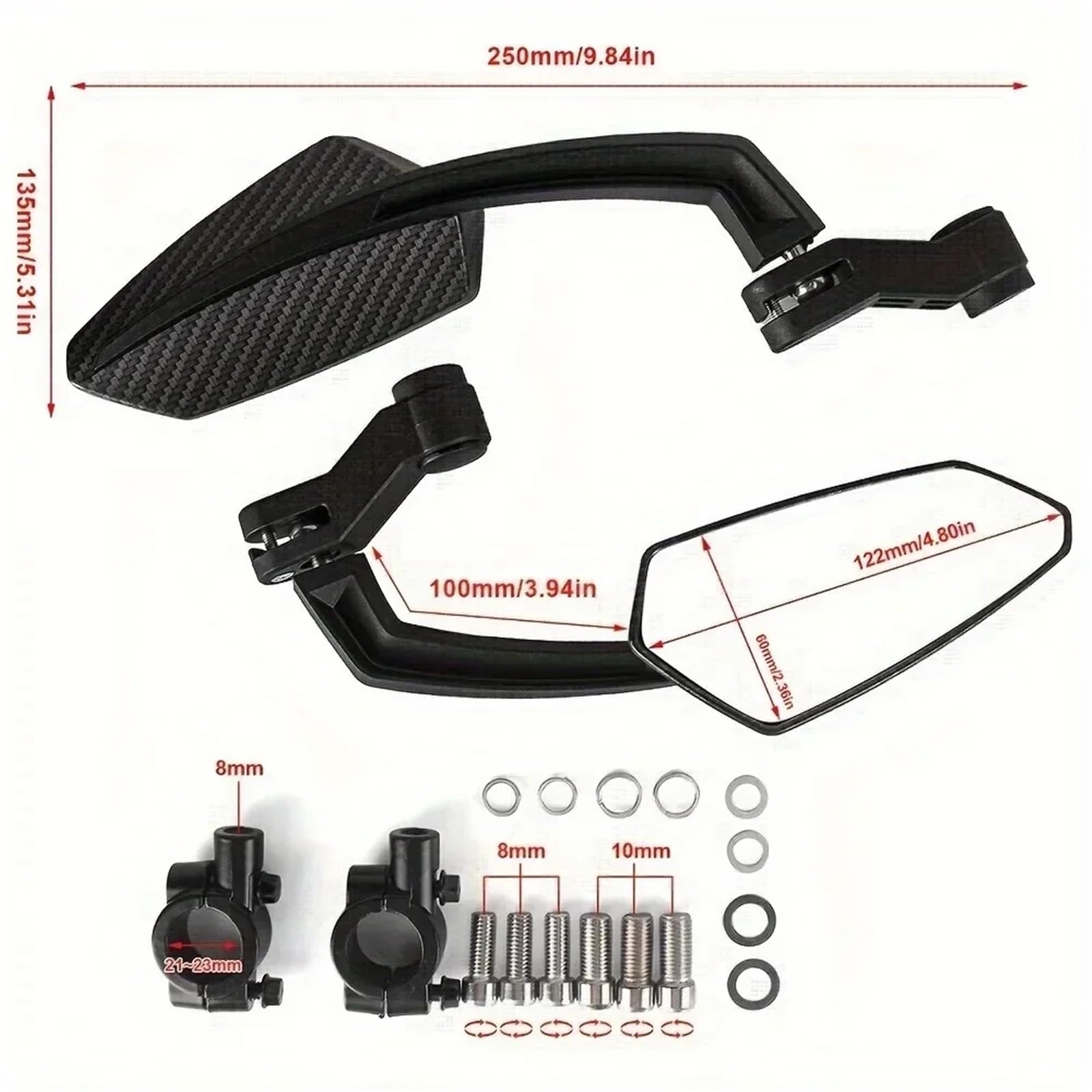 Mini Fahrradlenker Spiegel Universal Bike Handlebar Mirror, Wide Angle Safety Glass for Bicycle & E-Bike