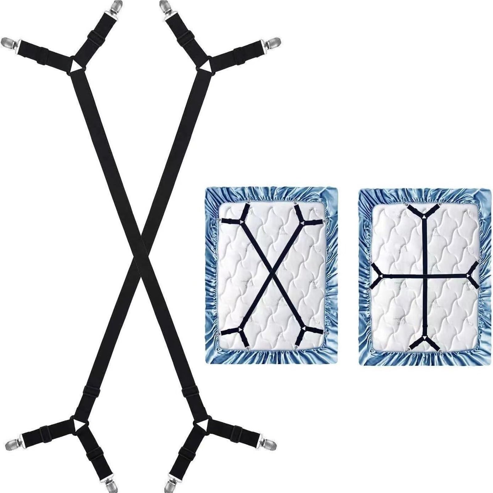 Gbrcen Mattress Straps 10PCS Bed Sheet Holder Adjustable Elastic Fixed Holder Mattress Clip Fasteners Cover Blankets Grippers Fixing Non-Slip Strap for Bedding(Black)