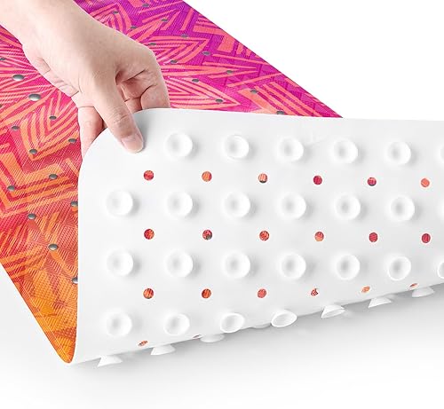 Miniatura 3 de Reetual Alfombra de baño antideslizante para baño. Alfombra de baño colorida única. Alfombra de baño extra larga de 40 x 16 pulgadas para bañera con