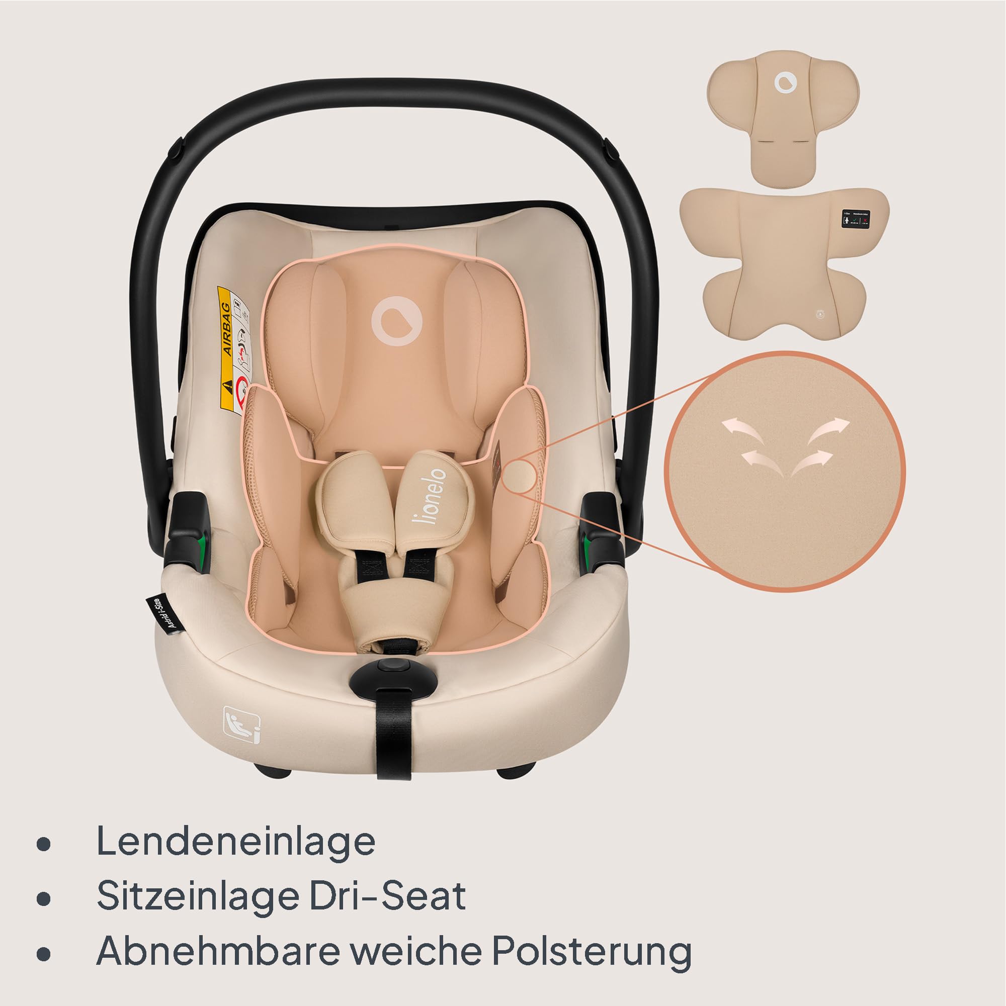 Lionelo ASTRID i-Size SET Kindersitz Babyschale ISOFIX 40-87 cm 3-Punkt-Gurte Seitenschutz Dri-Seat-Einlage R129