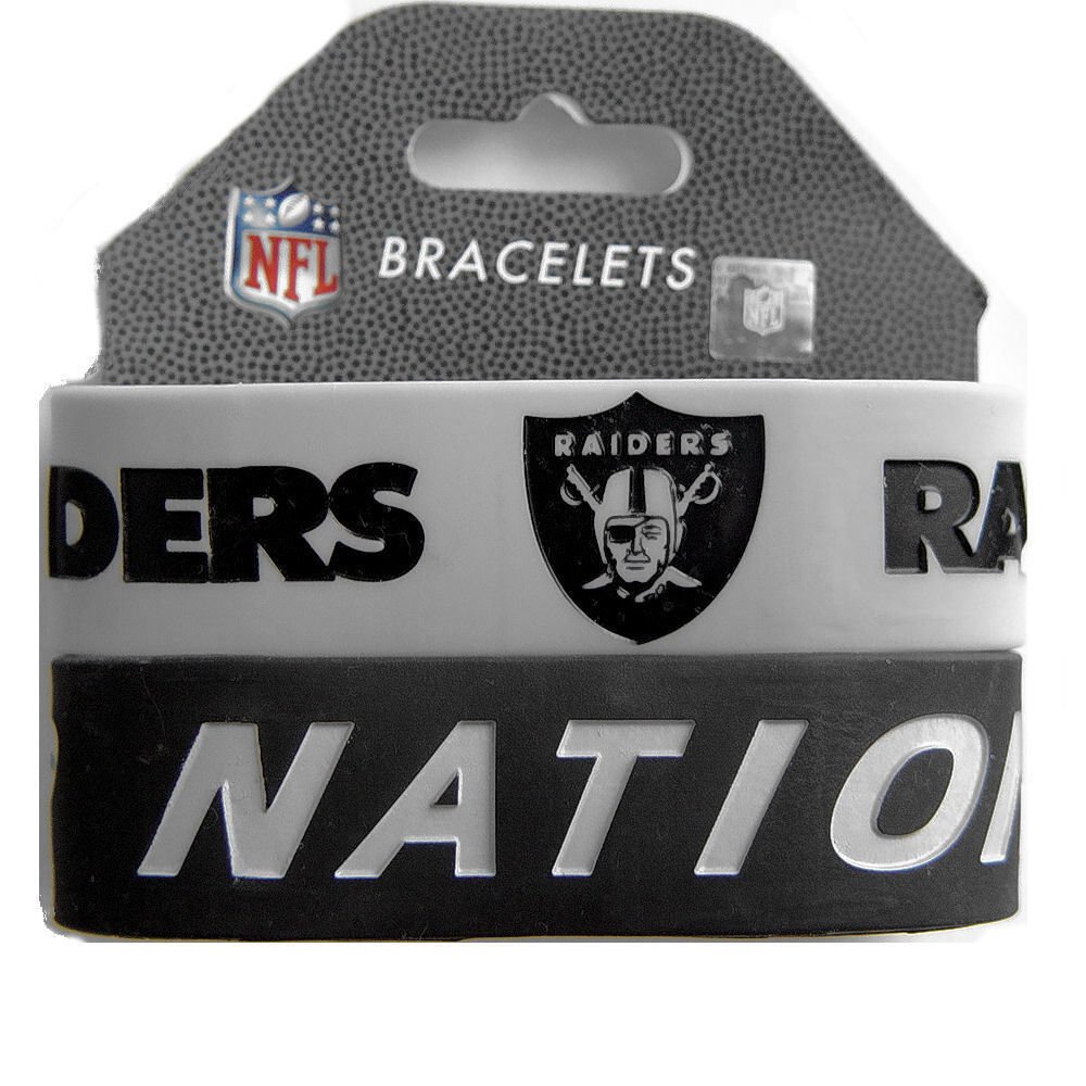 aminco Oakland Raiders Sports Team Logo Rubber Wrist Band Set