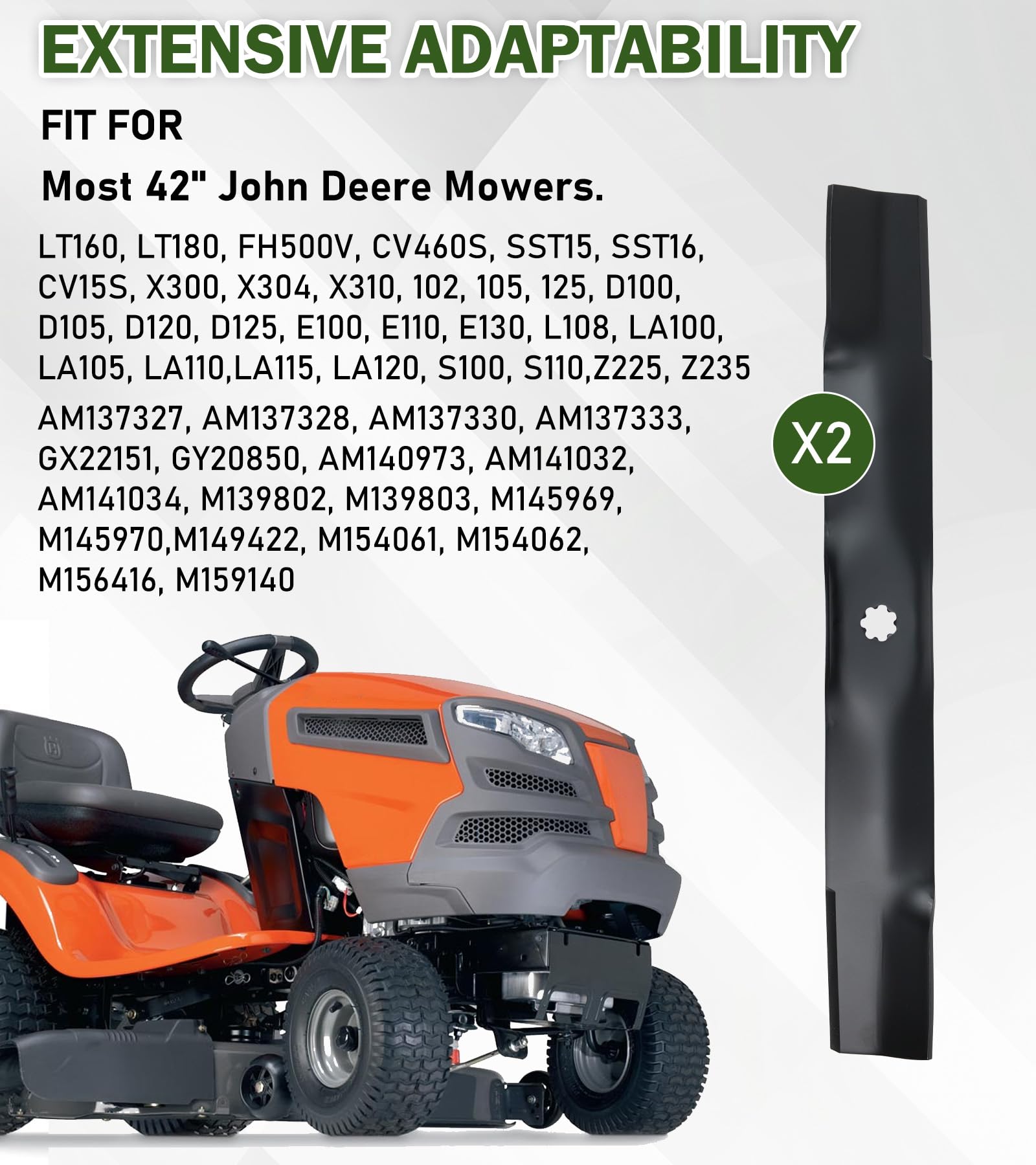 ELITEWILL Juego de 2 cuchillas para cortacéspedes Cut Craftsman, Husqvarna, Poulan sustituye a OEM # 173920, 180054, PP24005, 532180054, color negro