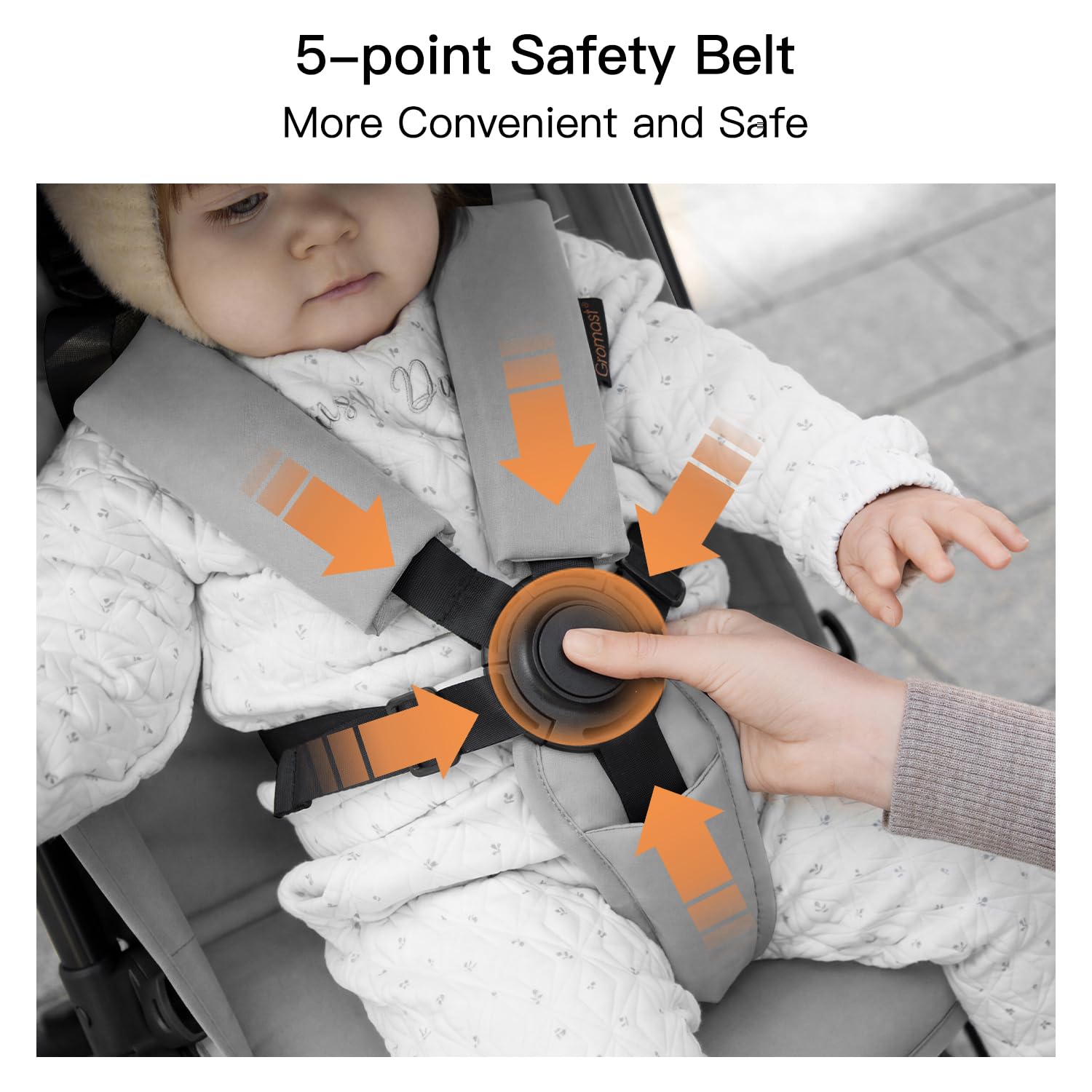 Gromast Passeggino da viaggio per aereo, ultra compatto e leggero, solo 4,5 kg, passeggino portatile per neonati, con tettuccio UPF 50+ e portabicchieri, grigio