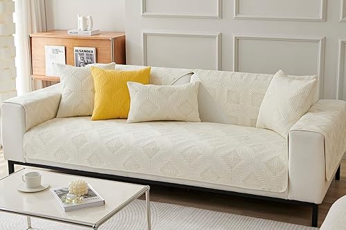 Miniatura 3 de vctops Funda de sofá de algodón sólido para 2 o 3 cojines, antideslizante, geométrica, acolchada, para perros, gatos y mascotas, para sofá biplaza,