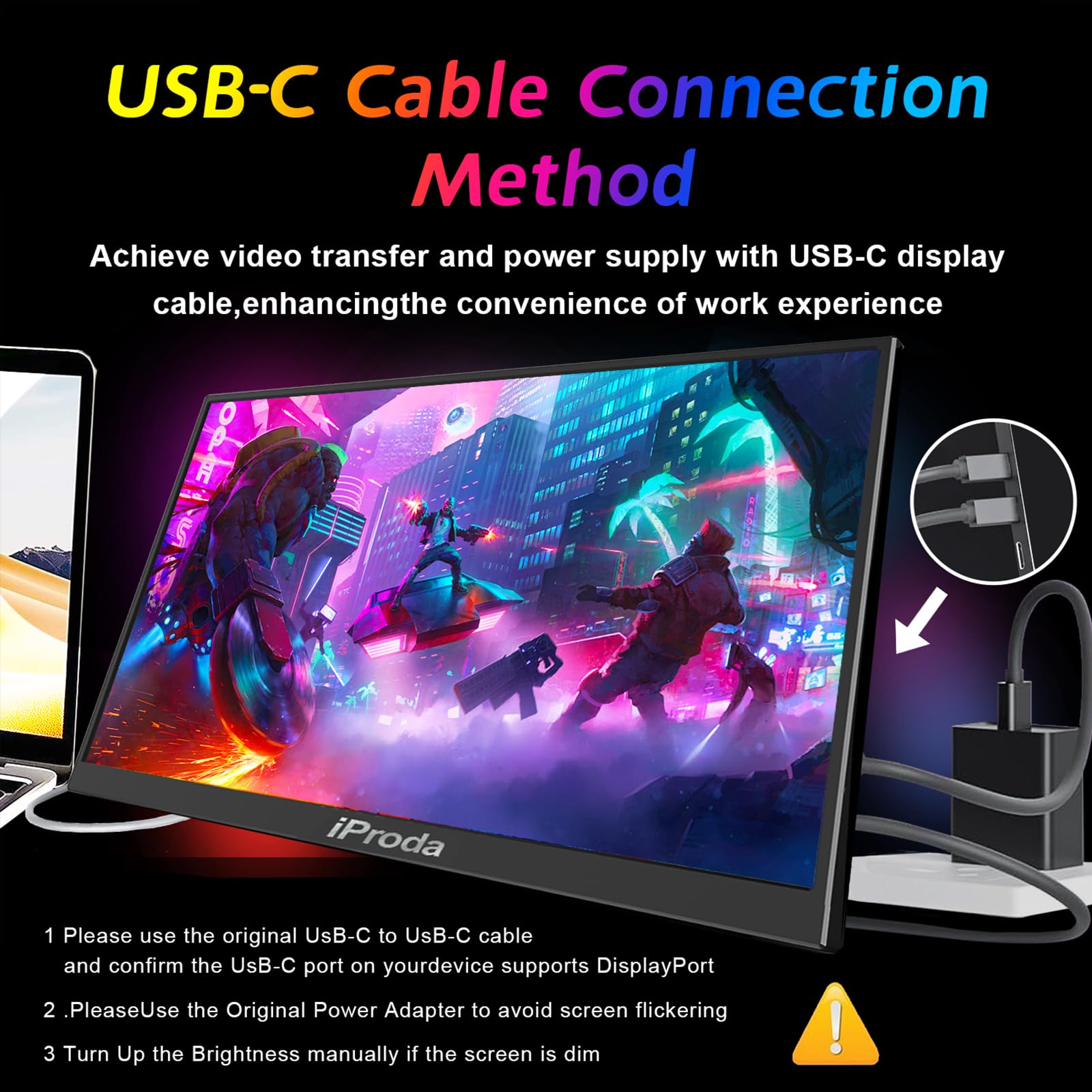 18.5 Inch Portable Monitor 120Hz FHD Extender USB-C - Dettaglio