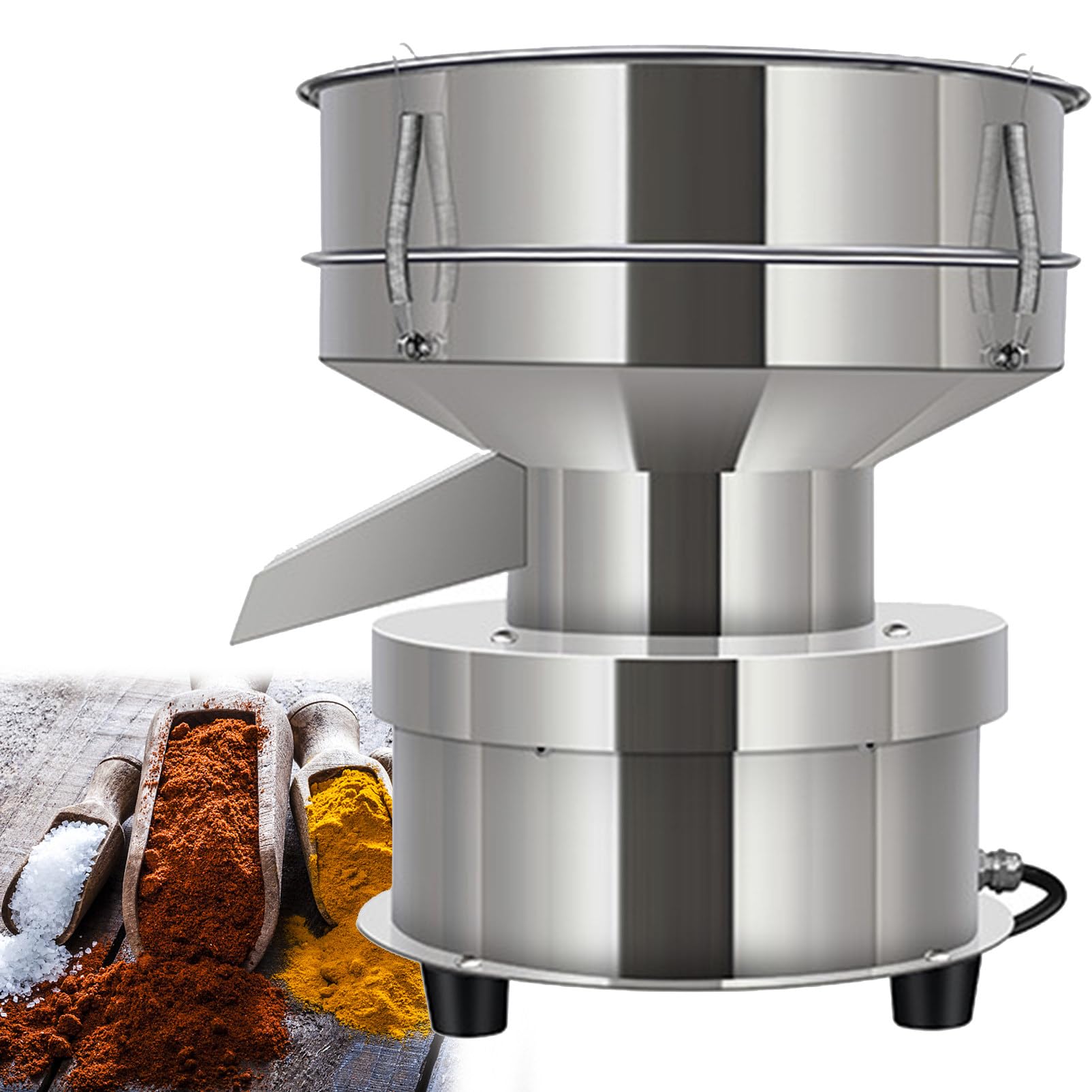 AYCDL Automatic Vibrating Sifter, Electric Vibrating Sifter 10cm Hight Sieve 60 Mesh Flour Sifter, 50W Sifter Shaker Machine,2 * 60Mesh,60Mesh