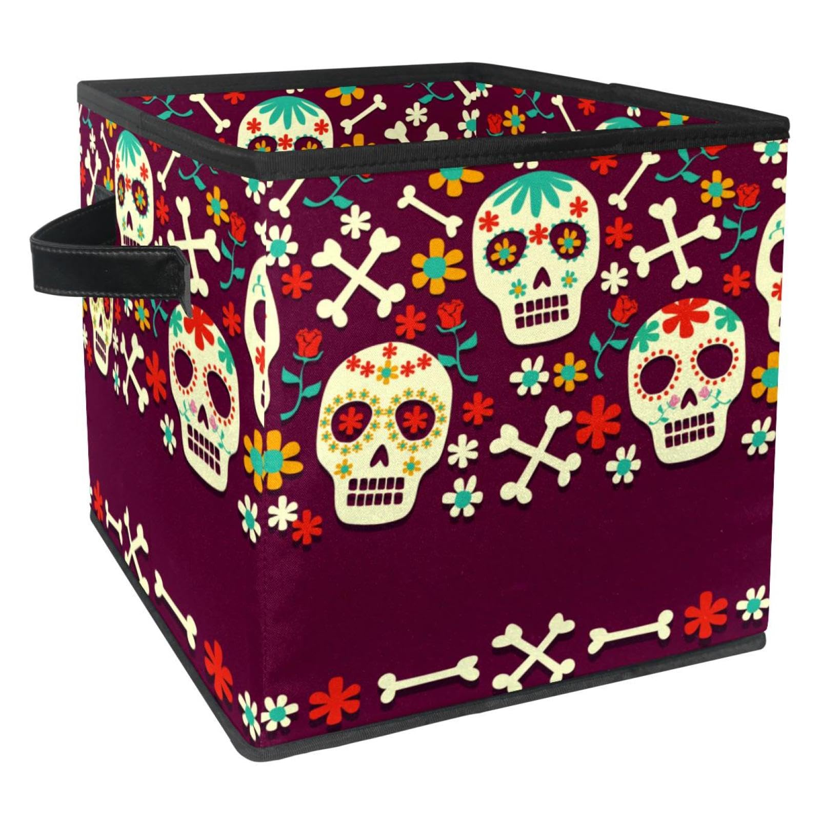 Boîte de rangement tissu cube pliable motif mexicain pour placard maison