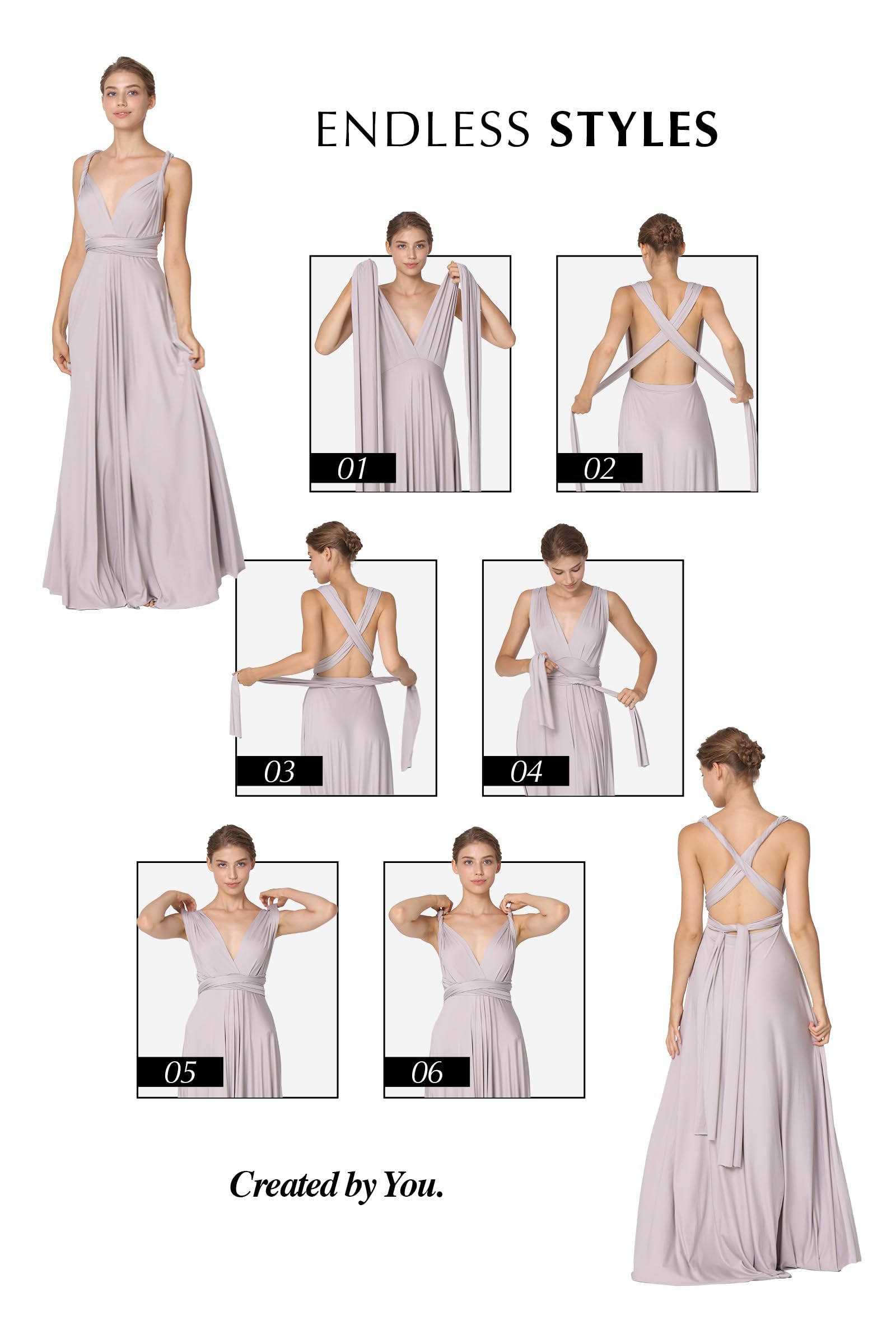 72styles Abito Infinity Cerimonia Donna, Abito Damigella Donna, Lungo, Maxi, Taglie Forti, Abito Elegante Donna Cocktail Festa