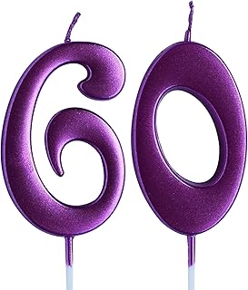 Pink 60th Birthday Candle, Number 60 Years Old Candles Cake Topper, Woman Party Decorations, Supplies