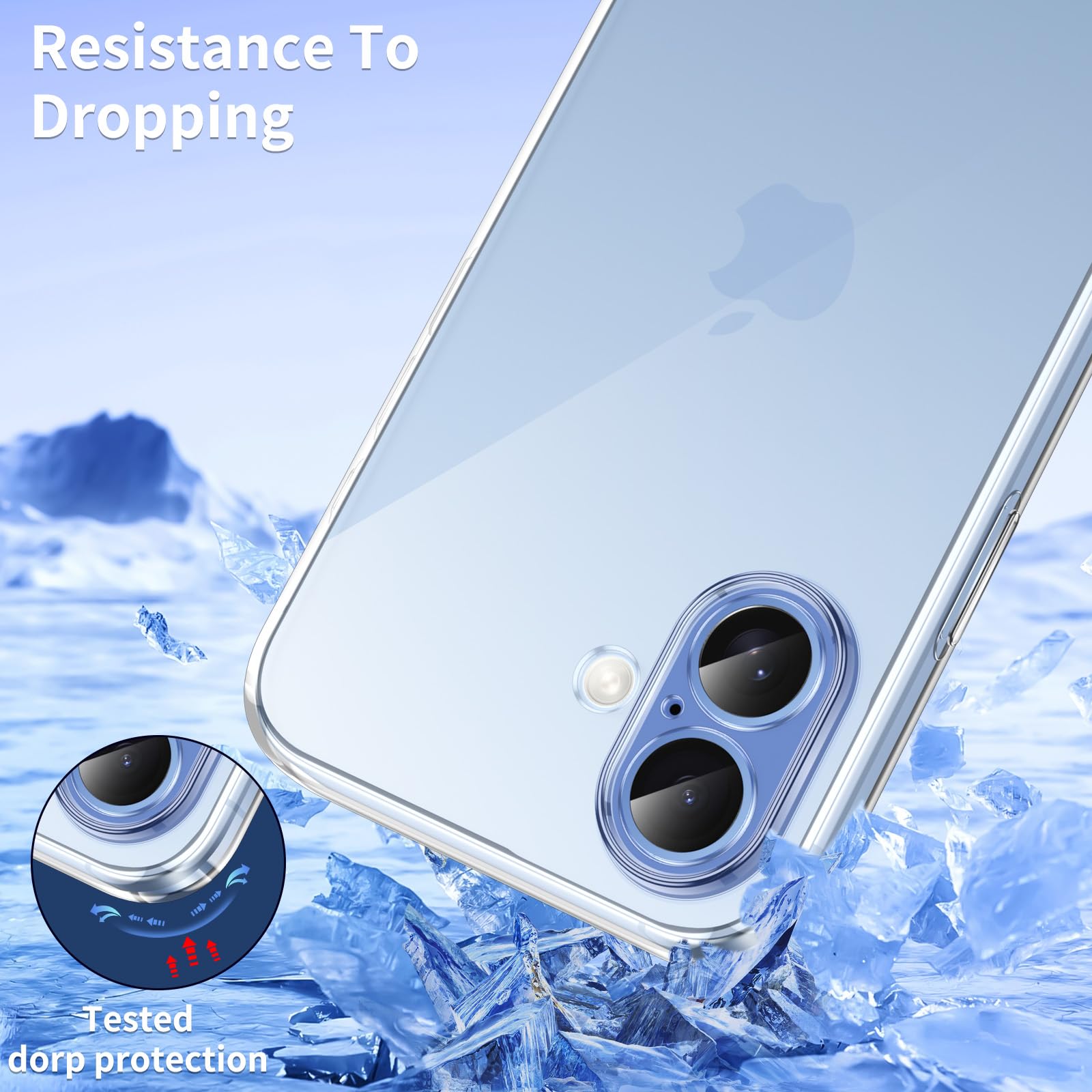 Phoona Cover per iPhone 17 Custodia con 2 Pezzi Pellicola Vetro Temperato,Ultra Sottile Trasparente Silicone Protettiva Case per iPhone 17 Sottile Morbida Antiurto Cover