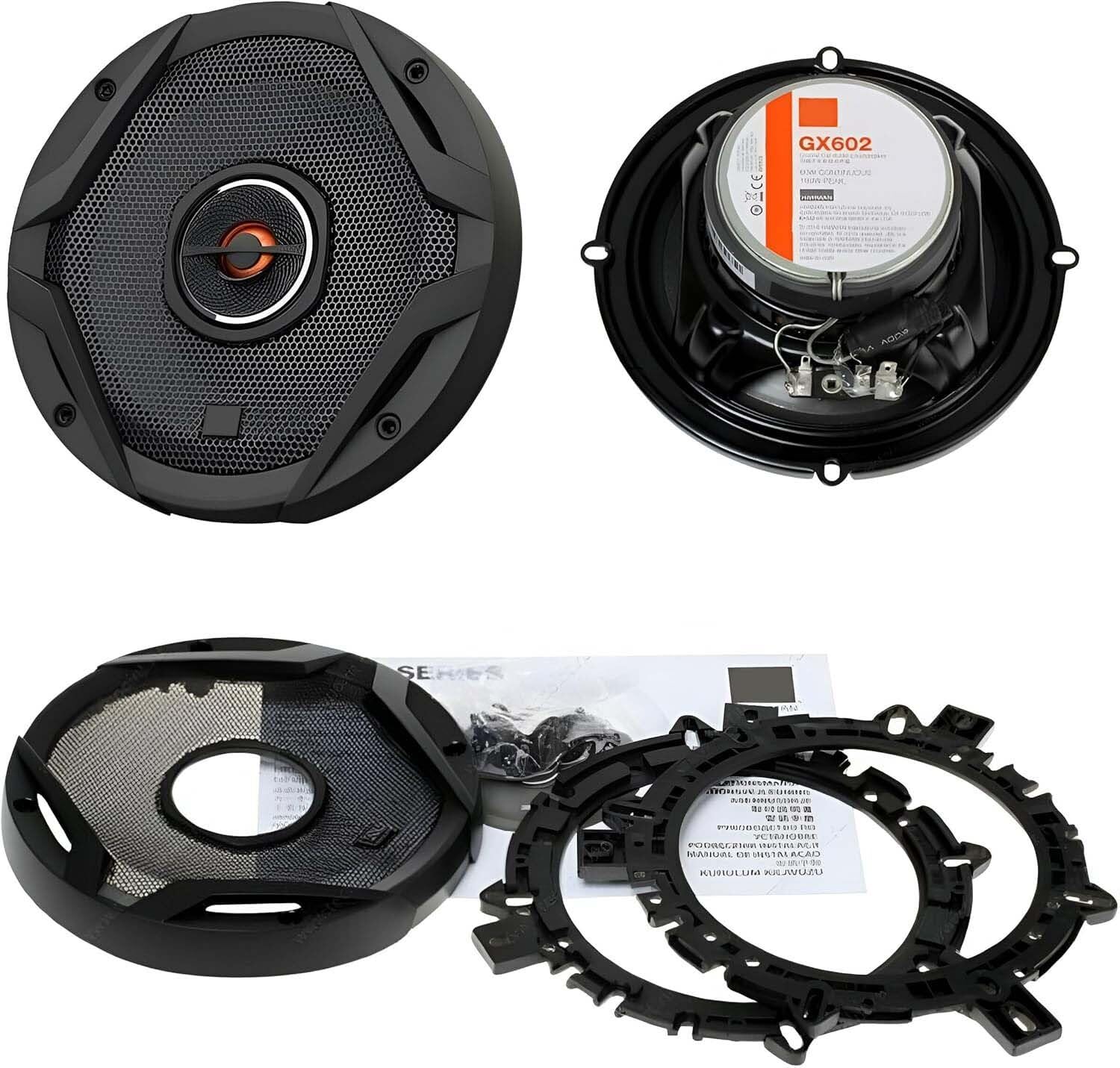 Lautsprecher Boxen Einbaupaket für JBL GX602 kompatibel mit Renault Trafic II vorne | 2X Tief-Mitteltöner mit integriertem Hochtöner 180W MAX