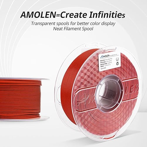 Miniatura 4 de AMOLEN Filamento PLA para impresora 3D, filamento PLA rojo ladrillo mármol de 0.069 pulgadas, filamento de impresión 3D de ácido poliláctico de