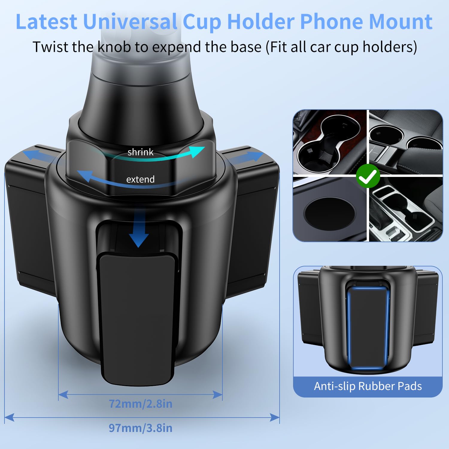 Soporte Universal para teléfono para tu Coche, Base Ajustable Universal y Soporte de teléfono de Cuello Largo, Soporte para teléfono Celular, Accesorios de Coche, Camiones, Carrito de Golf, Cinta de