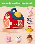Hahaland Montessori Jouets pour bébés 6-12 mois - Grange surprise avec jouets d'animaux de ferme farcis pour bébés avec hochet & Miroir, jouets sensoriels pour les bébés garçon fille, jouets de voyage pour les enfants 1-3