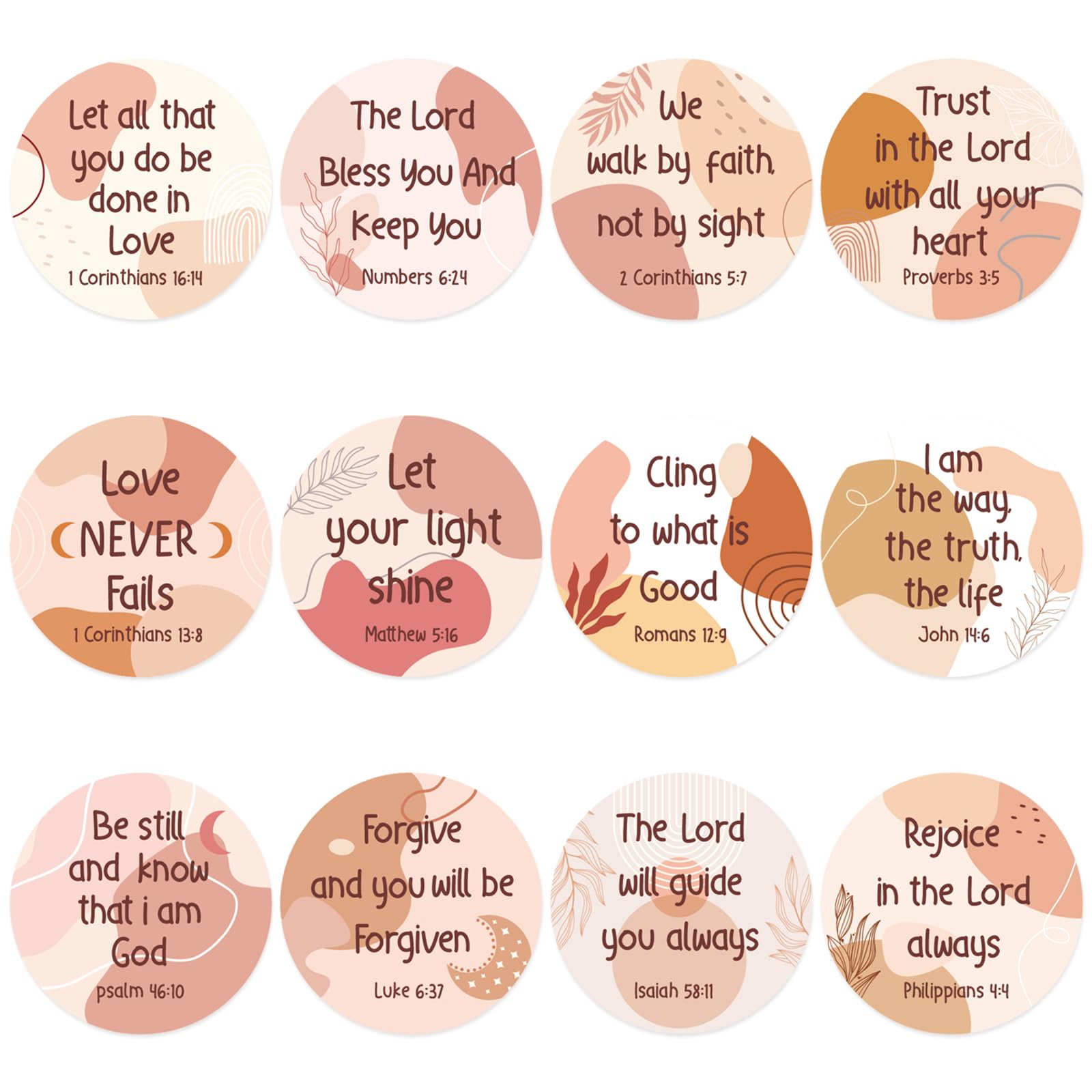 600 Pcs Boho Christian Stickers, 24 Styles Bible Verse Scripture Stickers Religious Inspirational Decals for Student Rewards Cards Envelopes Sealing,
