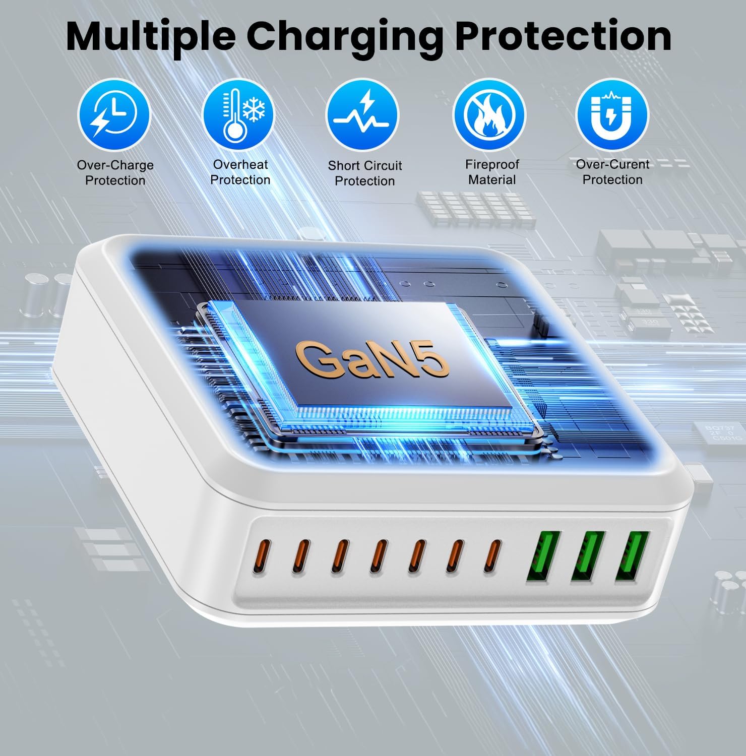 780W USB C Charger Block Fast 10-Port USB C Charging Station GaN PD 120W Laptop Charger Adapter for MacBook Pro/Air, DELL, iPad, iPhone, Samsung Galaxy White