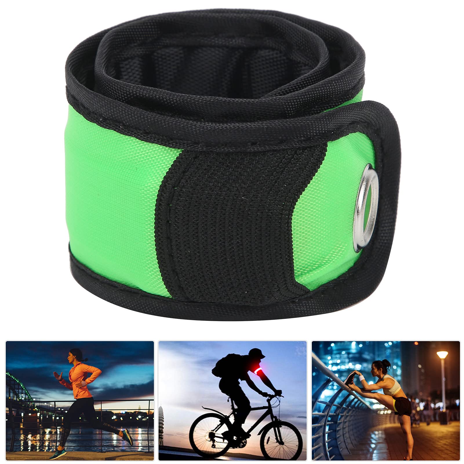 2 stks/pack LED-licht Helderarmband, Siliconen Reflecterende loopwerk, LED- armband Glow in de Dark-Safety Slap Band for het fietsen runing, joggen met hoge zichtbaarheid.(Groen en rood