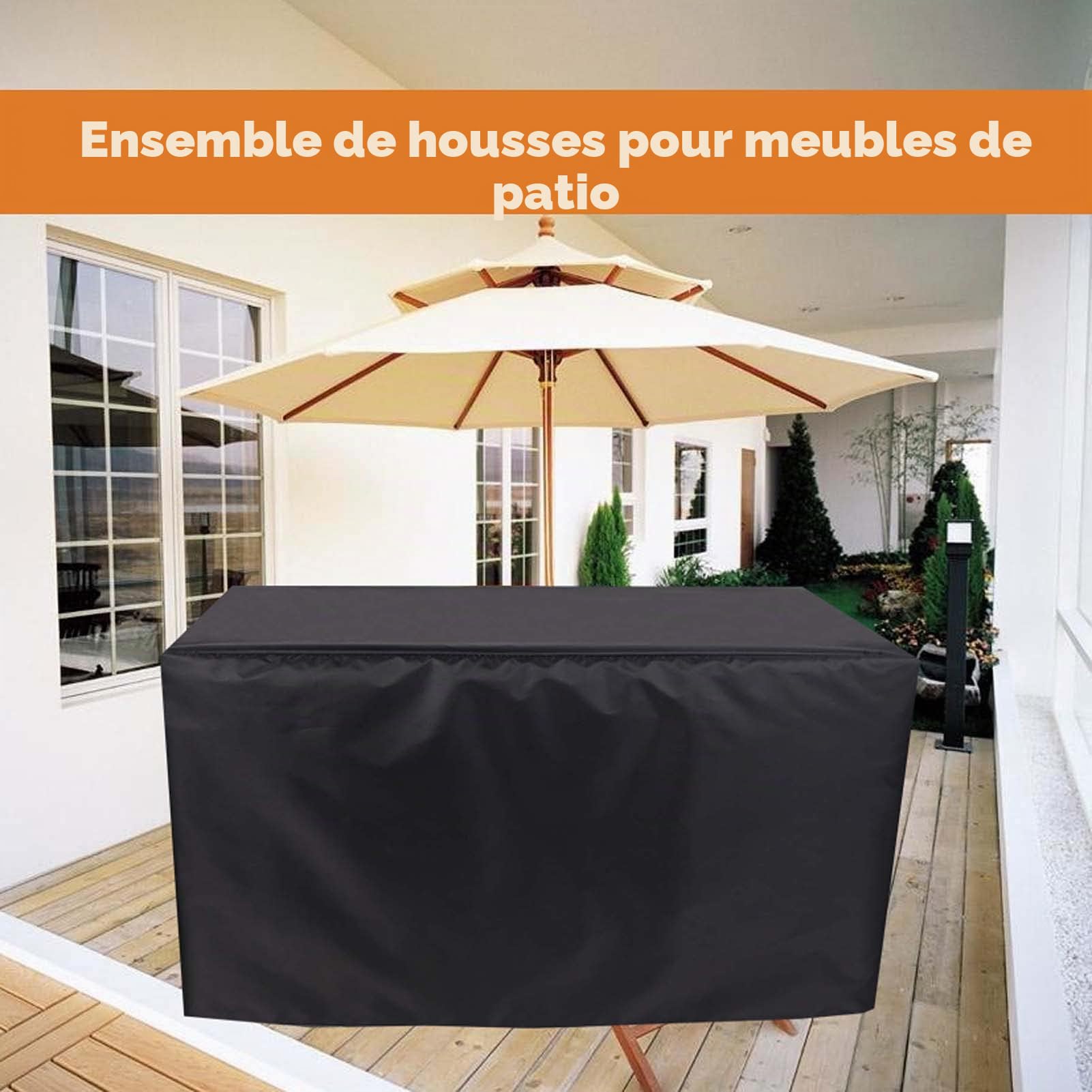 Imperméable Housse De Table Exterieur Rectangulaire, Housse De Protection Salon De Jardin Carré, Table Jardin 420d De Protection Salon De Jardin Carré,160x160x80cm