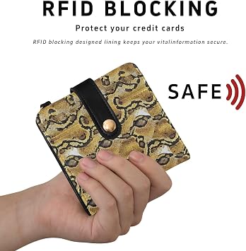 Ladies PU Leather Bifold Wallet Python Skin Texture Brown Yellow Unique Premium PU Leather Wallet for Women Girls
