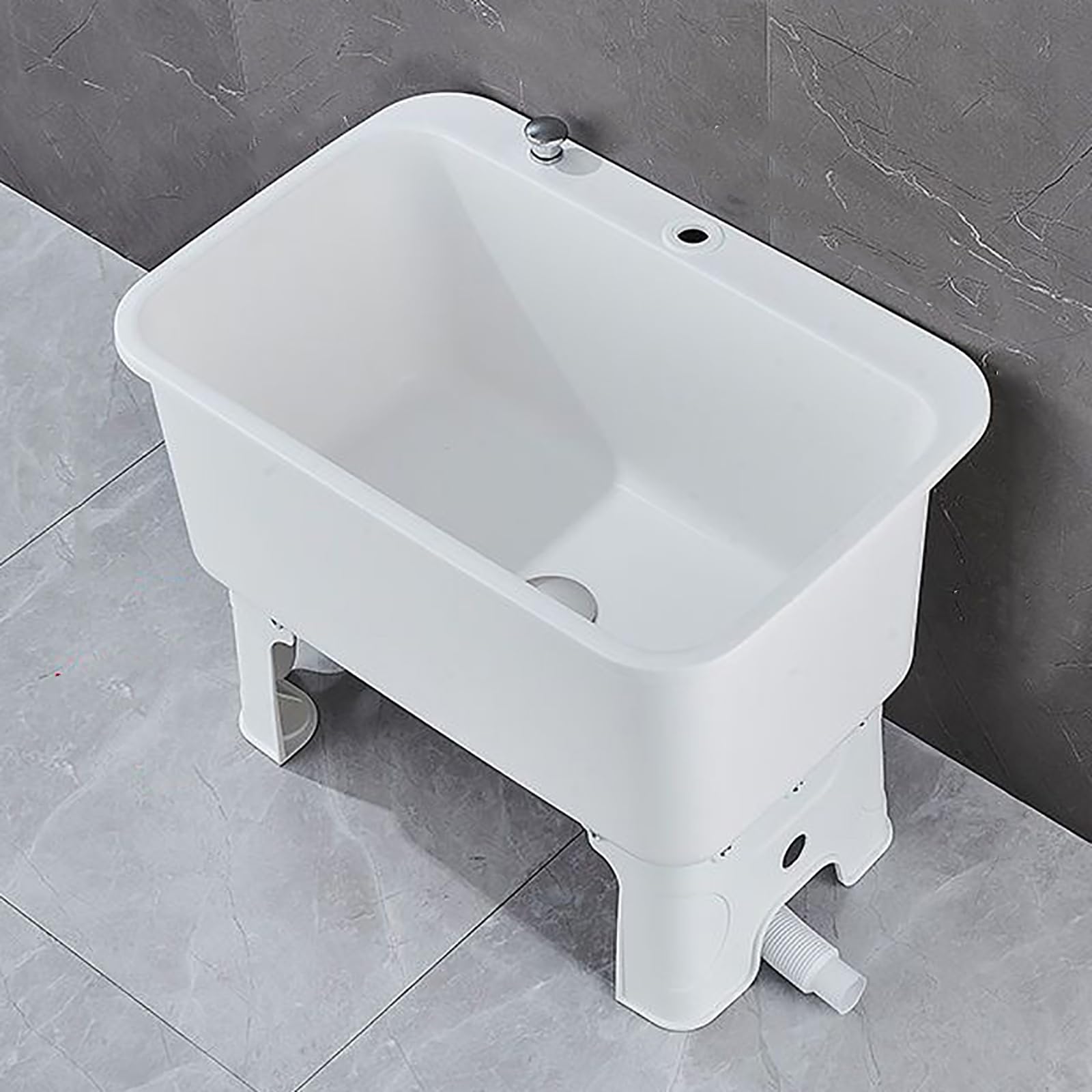 AYCDL Commercial Mop Sink, Utility Tub with Drainage Strainer, Deep Basin for Kitchen, Restaurant, Garage, Laundry, Pool Cleaning - Black, 15.7" W,White-W 23.6