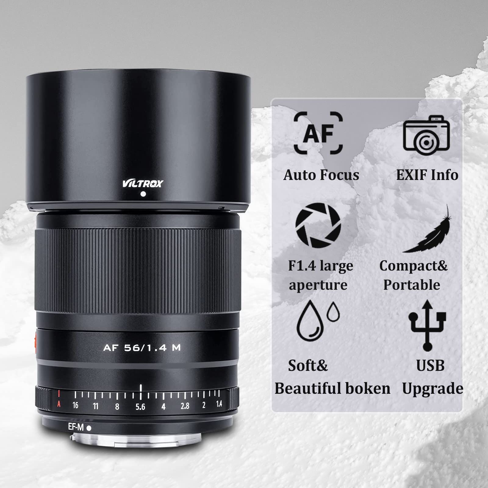 Amazon.com : VILTROX 56mm F1.4 f/1.4 EF-M Mount Large Aperture 