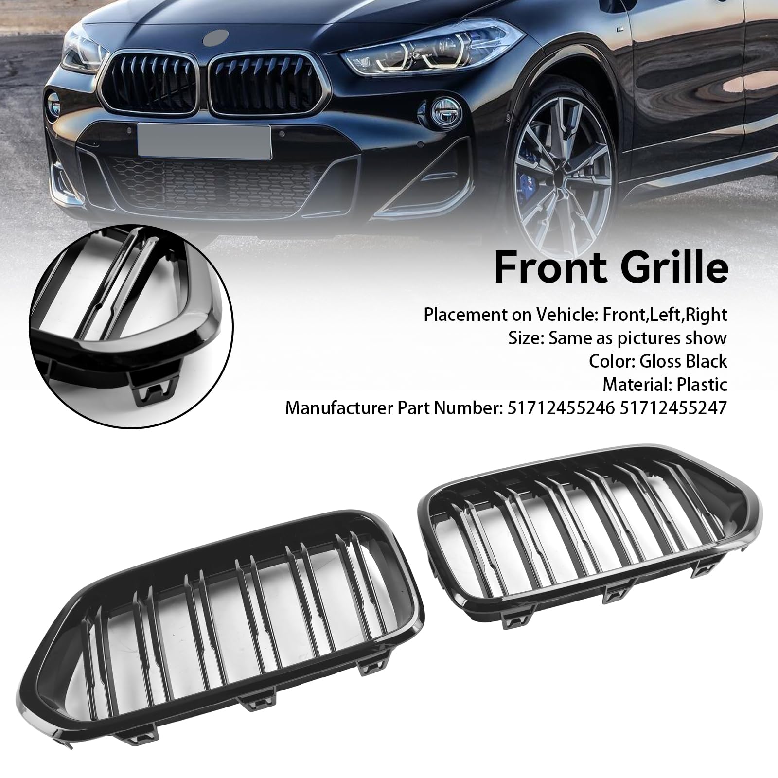 Amazon | VIPIH フロントグリル 適用bmw X2 シリーズ F39 2018