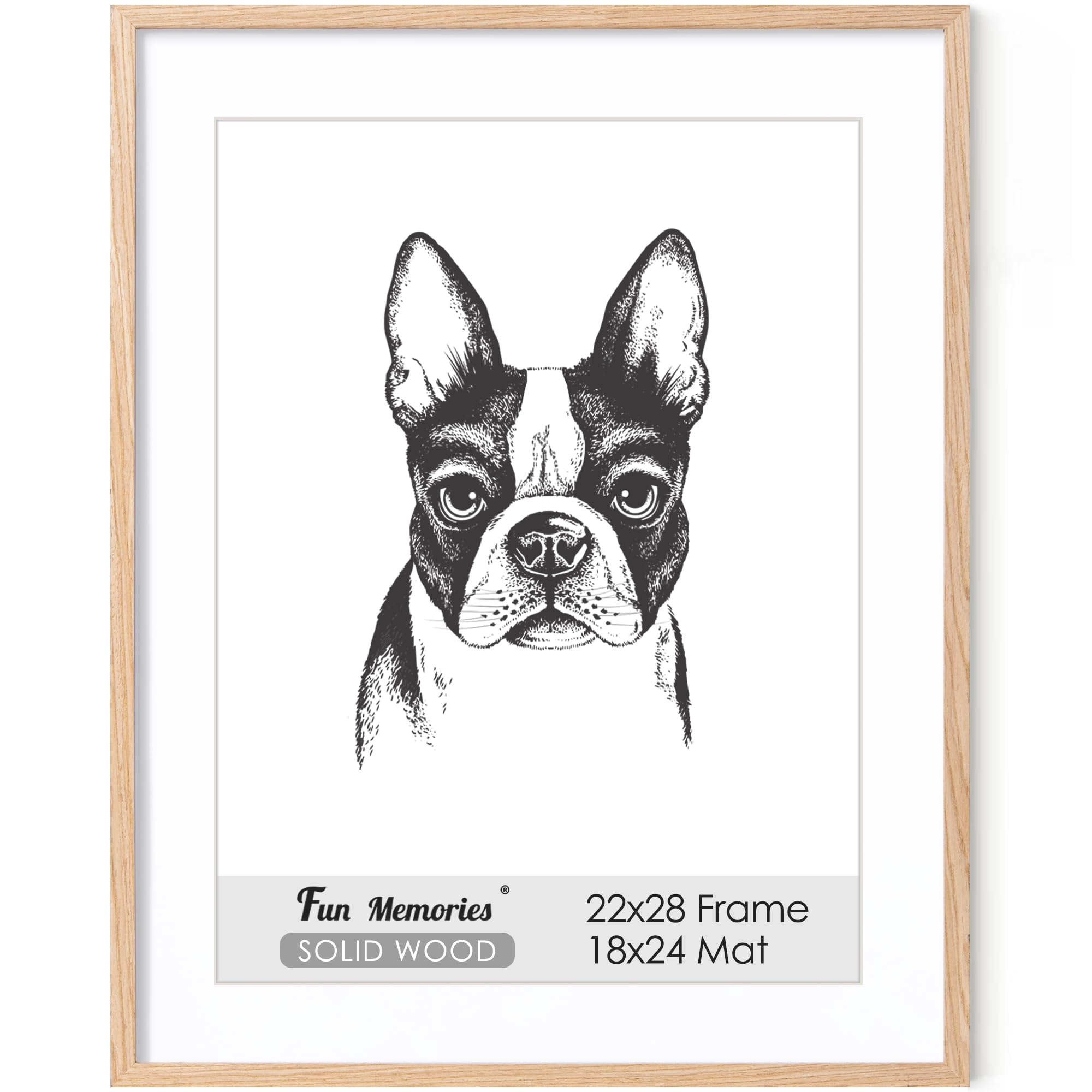 22x28 Picture Frame, 22"x28" Wood Poster Frame, 22x28 Picture Frame Matted to 18x24, 22 x 28 Wood Frame, Large 22x28 Art Frame for Wall