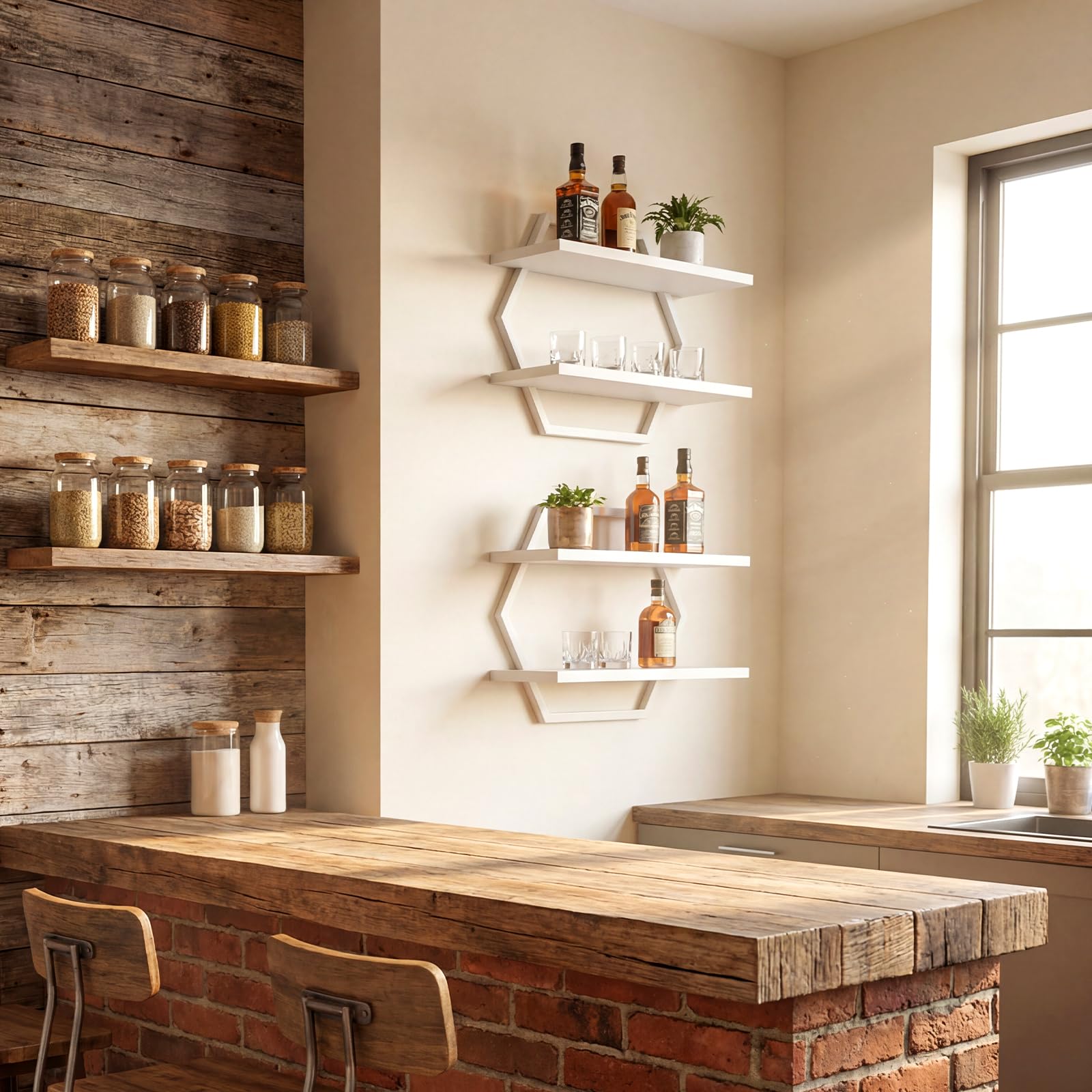 2 Pièces Étagère Murale,Étagères murales en Bois,DIY Déco Tablette Flottante,Etagere Flottante de Rangement pour Maison,Salon,Chambre à Coucher,Bureau,Salle de Bain,Cuisine (Blanc)