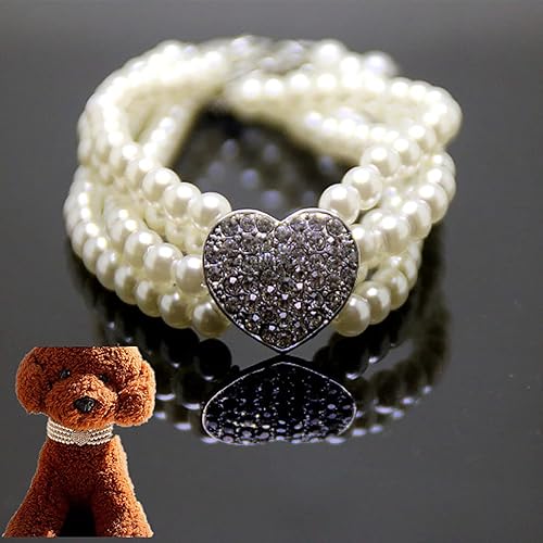 Miniatura 7 de Collar de perro para perros pequeños, collares de gato brillantes para niñas y gatos, collar de corazón de diamante suave con dije para mascotas