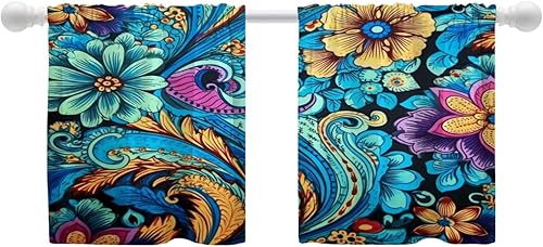 Vista 49 de Shrahala Ethnic Geometric Tribal Kitchen Valances Half Window Curtain, Native American Navajo Tribal Design Print Kitchen Valance for Window Ink