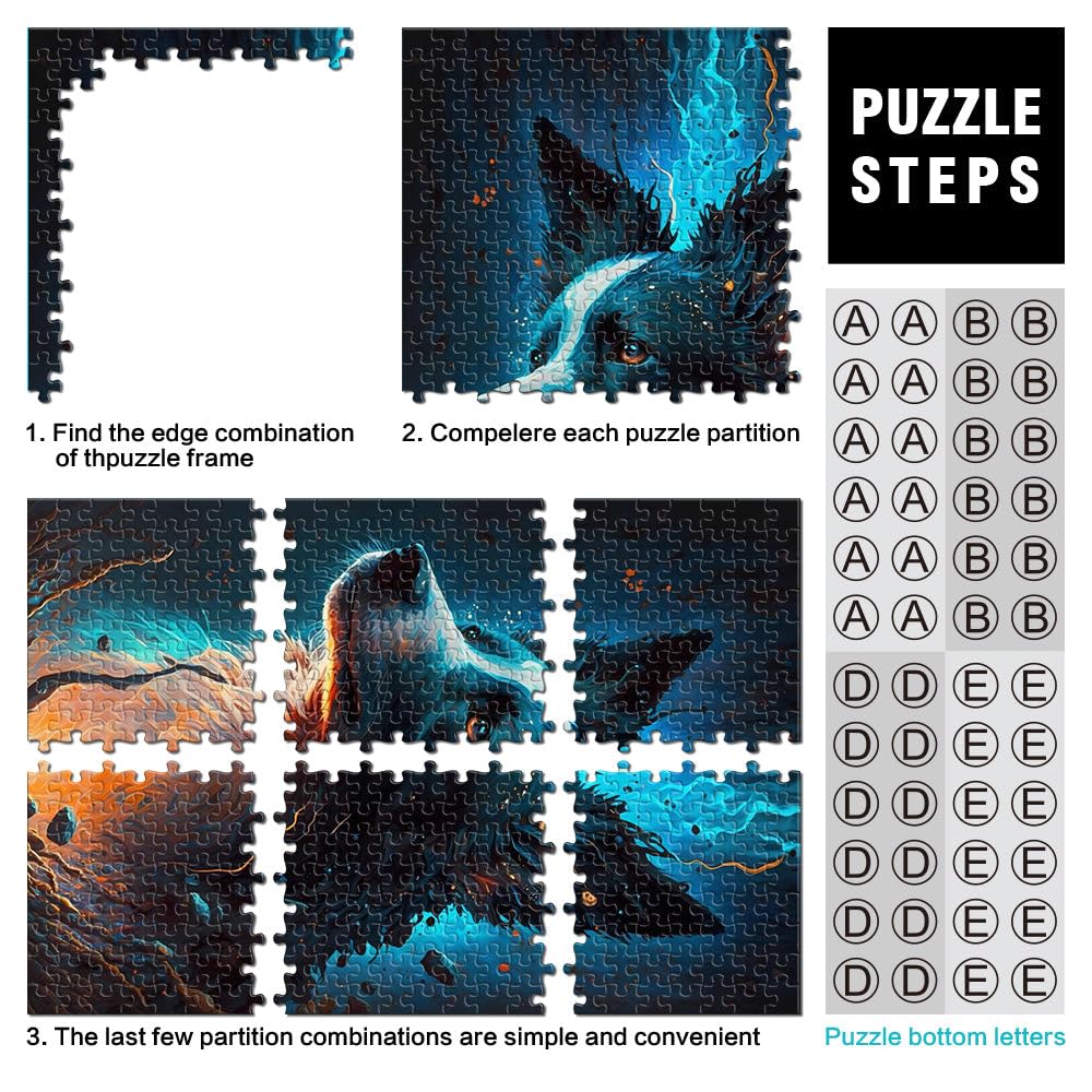 Chien Border Collie Puzzles pour Adultes 2000 pièces Jouets à Faire soi-même avec des pièces de Formes aléatoires entièrement imbriquées 70x100cm