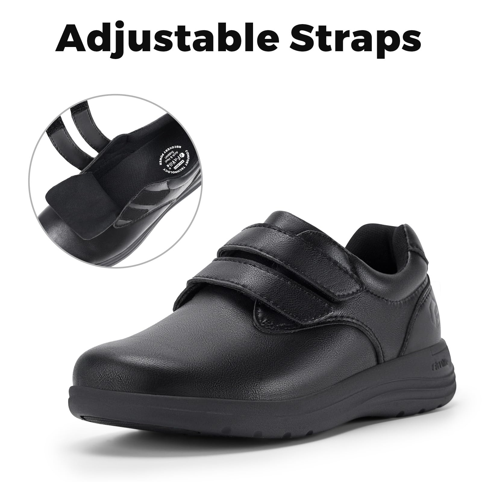 FitVille Scarpe Diabetici Donna Pelle Pianta Larga Scarpe Ortopediche Strappo Scarpe Comode da Passeggio pour Piedi Sensibili Piedi Gonfi