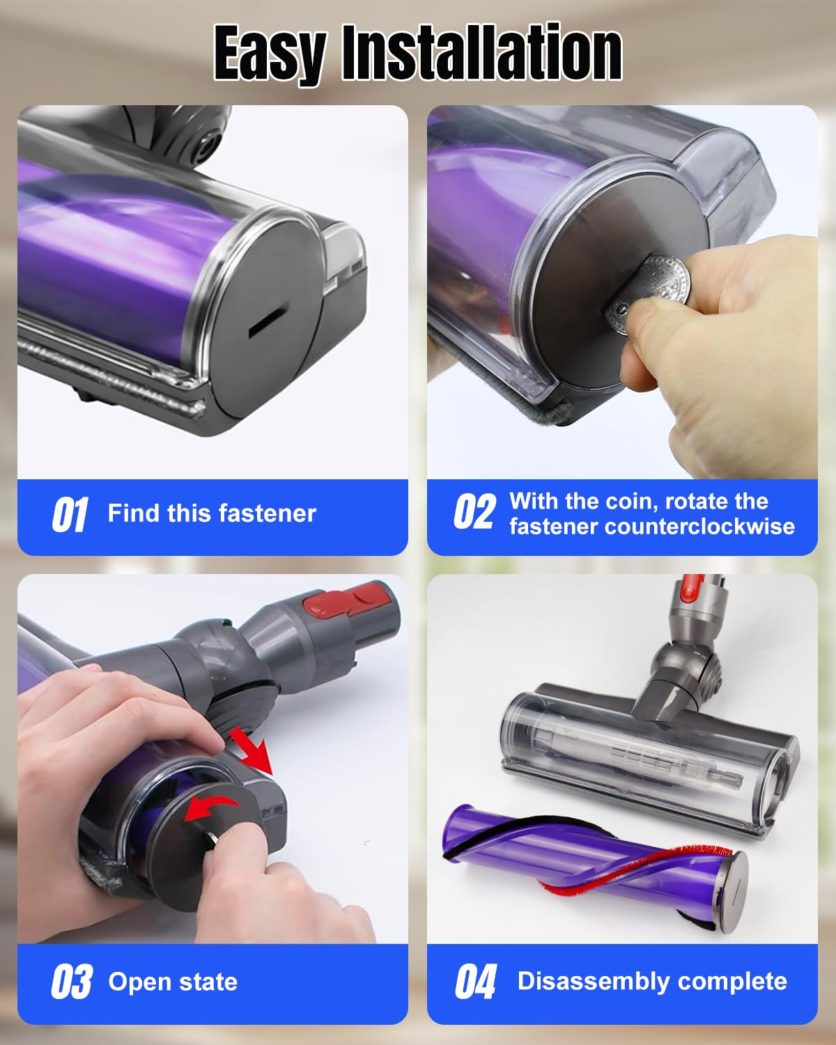 Chuancheng Cepillo Motorizado para Dyson V7 V8 V10 V11 V15 SV10 SV11 SV12 SV14 Aspiradoras, Cepillo de Cabezal Limpiador de Cabezal de turbina para Suelos Duros