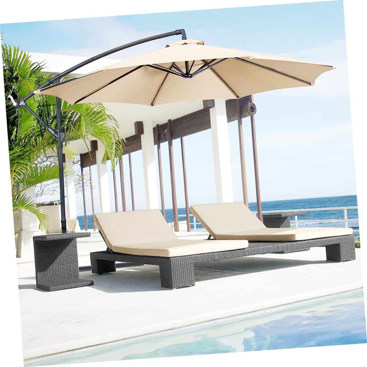 TOYANDONA Ombrellone da Giardino 3 Metri in Poliestere Beige Protezione UV