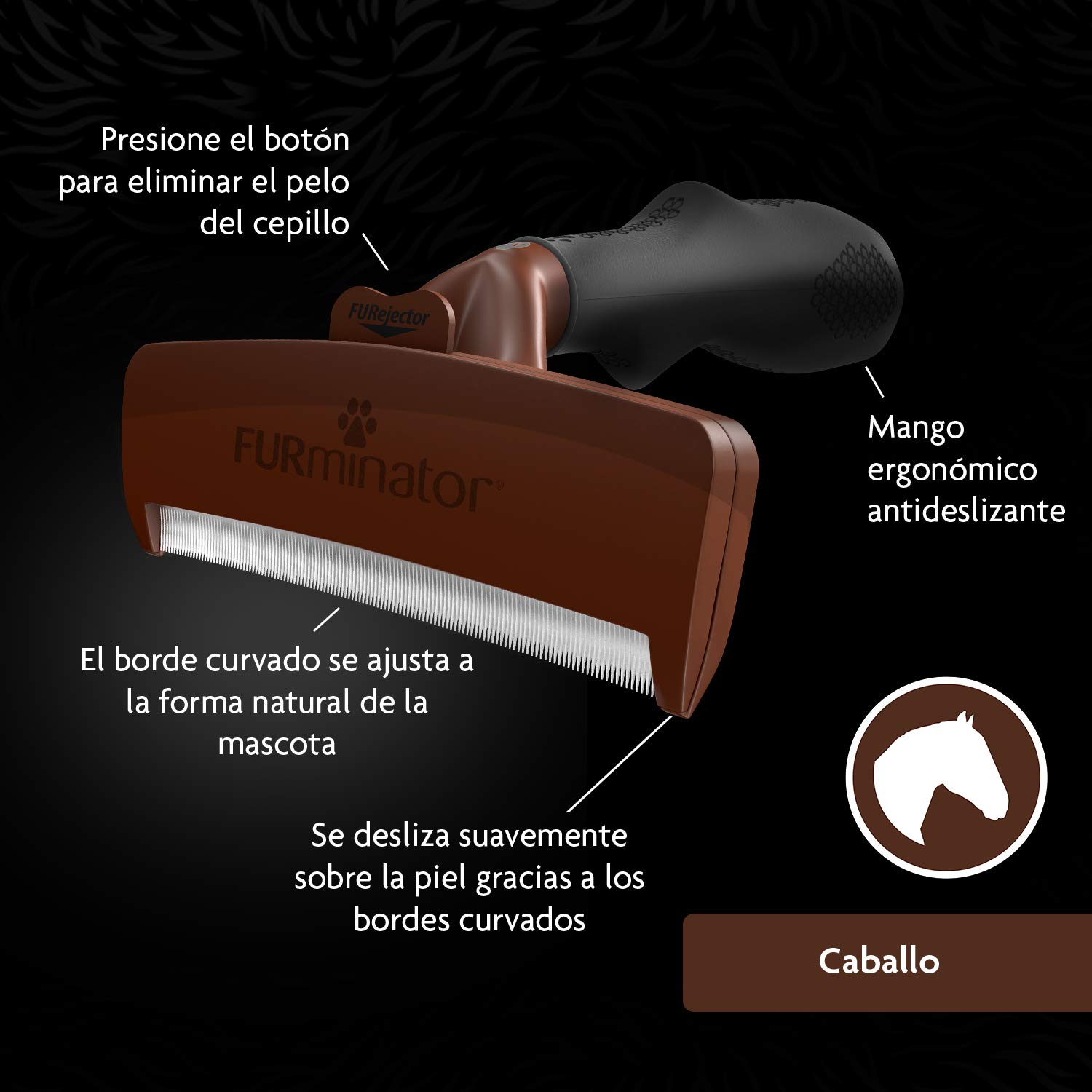 FURminator deShedding, Tool para caballos, Cepillo / Almohaza para caballos para eliminar el pelo suelto, Diseño mejorado