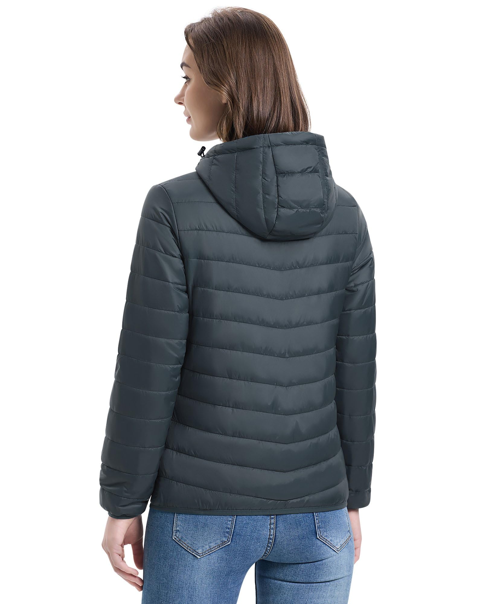 33,000ft Chaqueta acolchada con capucha para mujer, ligera, cálida y acolchada