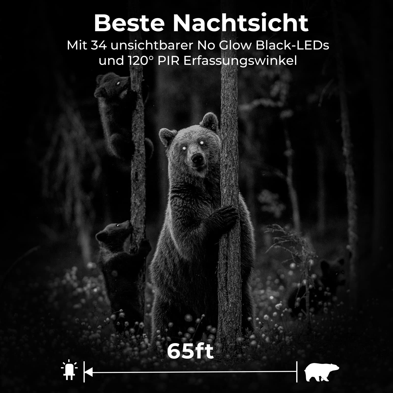 K&F CONCEPT 48MP 4K WLAN Wildkamera handyübertragung, WiFi Wildkamera mit bewegungsmelder nachtsicht 0,2s No Glow LEDs IP66 120°Erfassungswinkel Jagdkamera mit 64G Speicherkarte und 8 Batterien