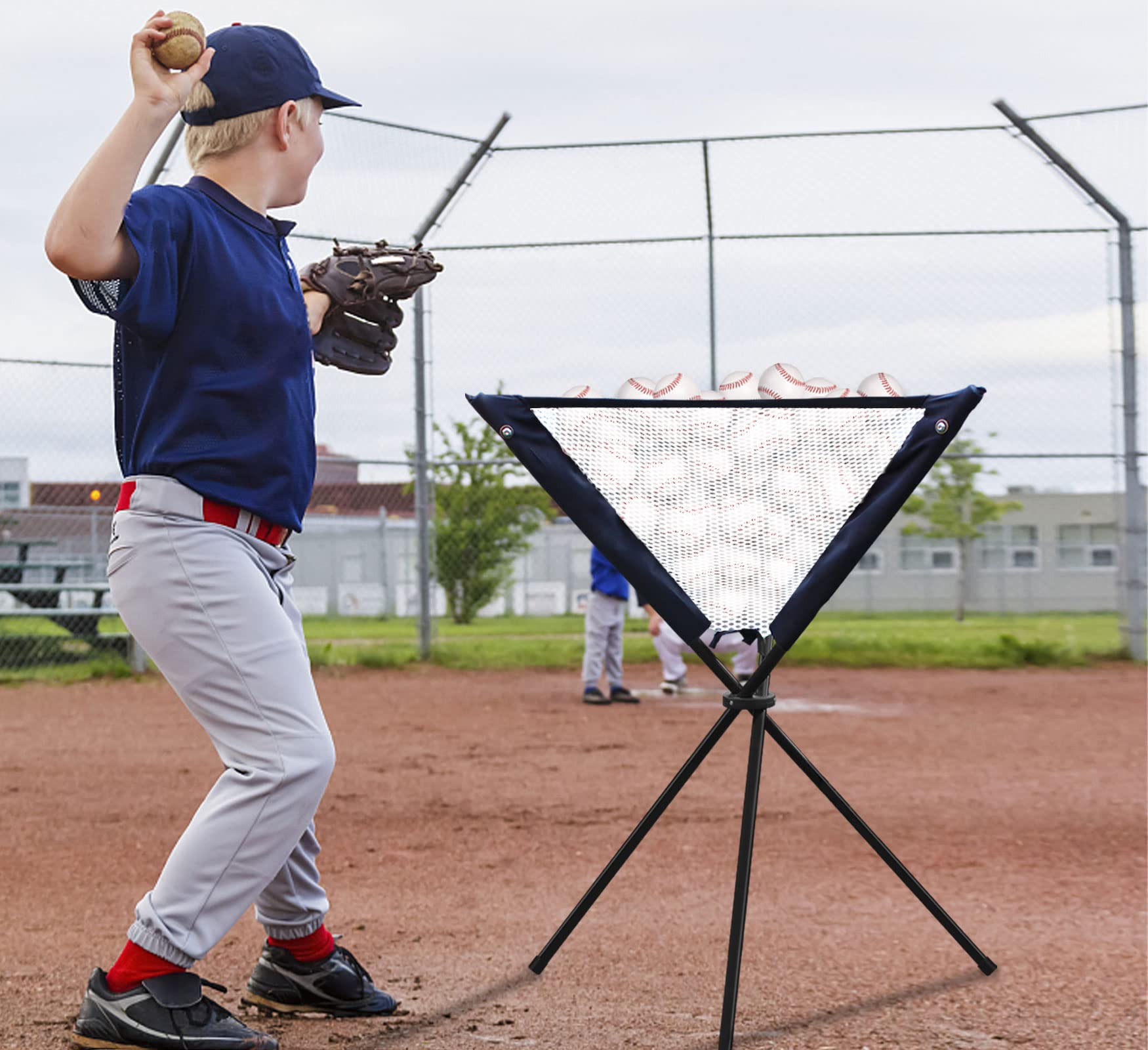Mini Tang Ball Caddy,Ball Caddy for Baseball/Softball Stand,Baseball Practice Pitching Ball Caddy,Holds 45+ Baseballs or 30+ Softballs for Drills,Triple-X Sturdy Structure