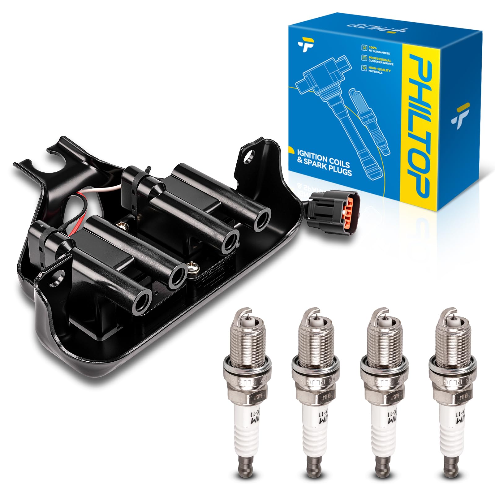 PHILTOP UF78 Ignition Coil Pack and Spark Plug Kit Fit for Mazda Miata | 1990-1993 Mazda Miata