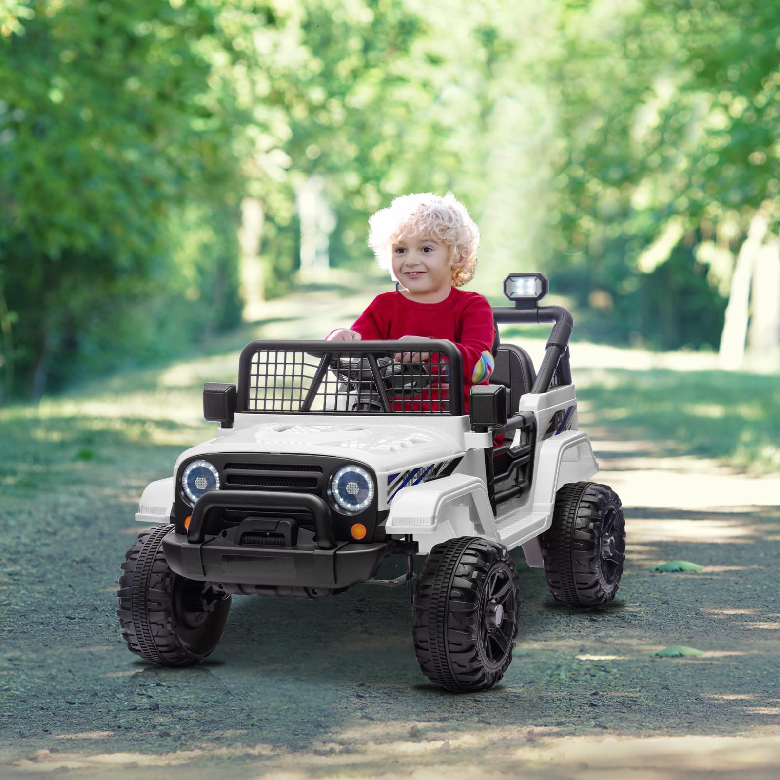 LALAHO Auto elettrica per bambini da 12 V, con telecomando da 2,4 GHz, colore bianco | Controllo genitori per un uso sicuro da parte dei bambini piccoli