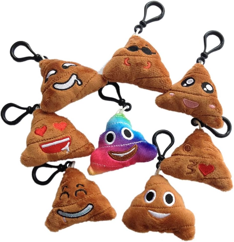 2" Mini Emoji Poop Keychain School Backpack Accessory Poop Plush Keychains(8pcs)