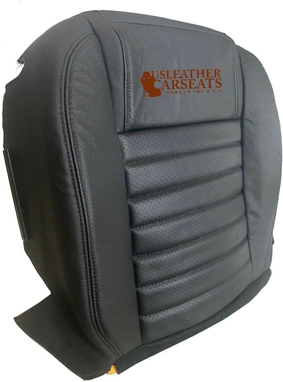 Us Leather Car Seats Compatible with 2005-2009 Ford Mustang Driver & Passenger Bottom Perf Leather Seat Cover Black