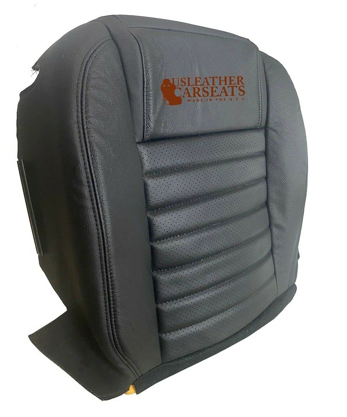 USLEATHER CARSEATS Us Leather Car Seats Compatible with 2005-2009 Ford Mustang Driver & Passenger Bottom Perf Leather Seat Cover Black