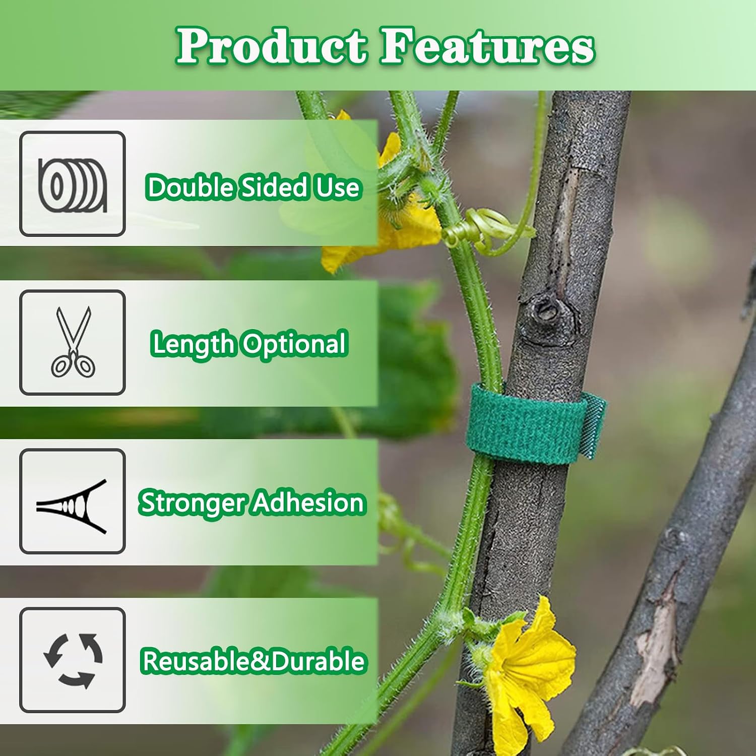 Plant Tape Garden Tape, Plant Ties Tape Garden Ties For Climbing Plants Adjustable Garden Tape For Plants Outside Plant Supports For Growing Reusable Green Garden Plant Tomato Tape (33ft X 1/2inch) image 4