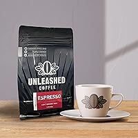 Vista 6 de Unleashed Coffee Café expreso Tostado oscuro Café de grano entero Estilo italiano Granos de café 100% arábica Granos expreso frescos