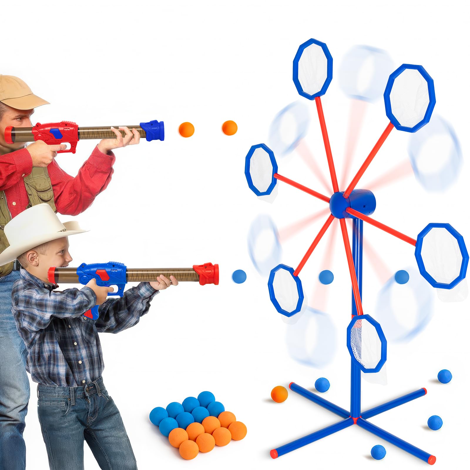 Juego de Tiro al Blanco, Juguetes de Tiro para Niños con 2 Pistolas de Juguetes 24 Bolas de Espuma, Juguete para Actividades en Interiores y Exteriores,Regalo Ideal para Niños de 5 años y Más